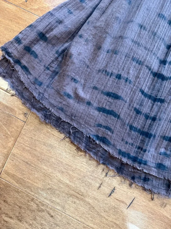 Lucky Brand Y2K Brown Tie Dye Wrap Midi Dress Raw Hem Boho - Picture 4 of 5